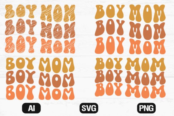 Boy Mom Retro Wavy Svg File Designs in Graphics and Crafts