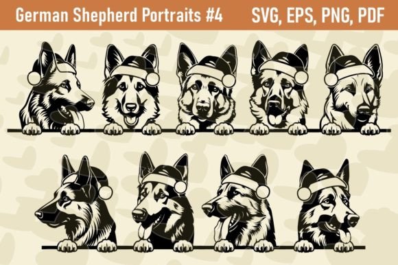 German Shepherd Dog Clipart - Christmas Graphics and Crafts