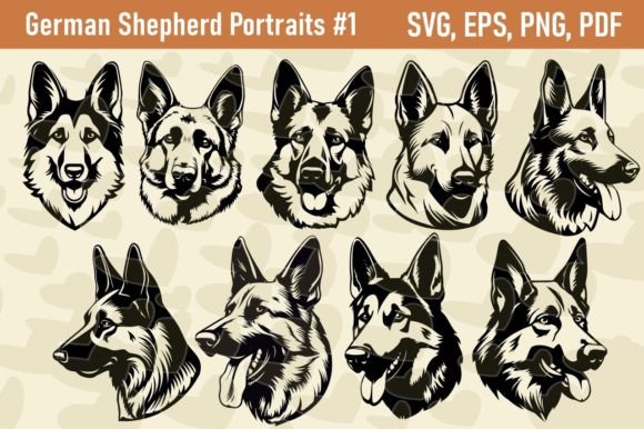 German Shepherd Dog Clipart Complete Set Graphics