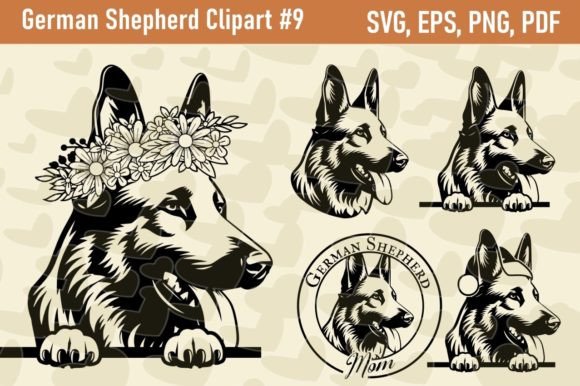 German Shepherd Dog Clipart Set 09 Graphics and Crafts
