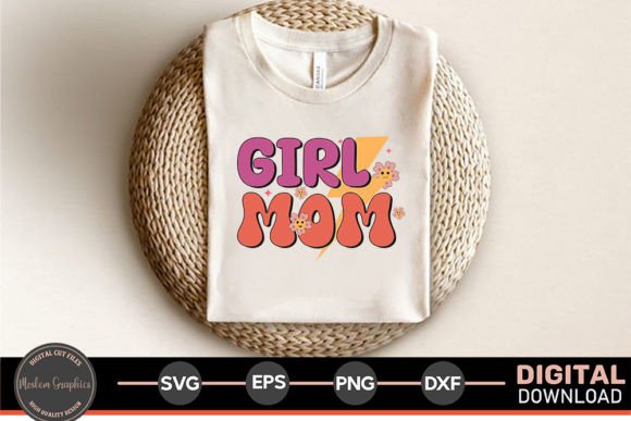 Girl Mom - Mama Retro SVG Graphics for Crafts and Content