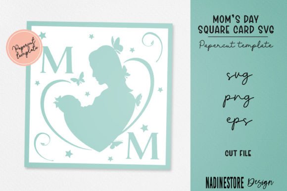 Mom s Day Square Card. SVG, PNG, EPS.
